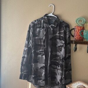 Faded Glory Men's Gray Camouflage Shirt Jacket